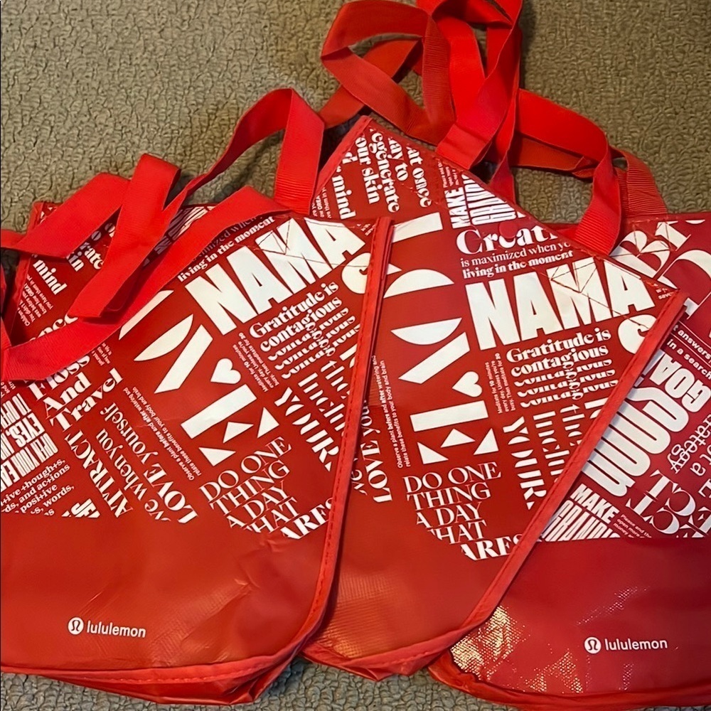 Lululemon Athletica Red Bold Text Tote